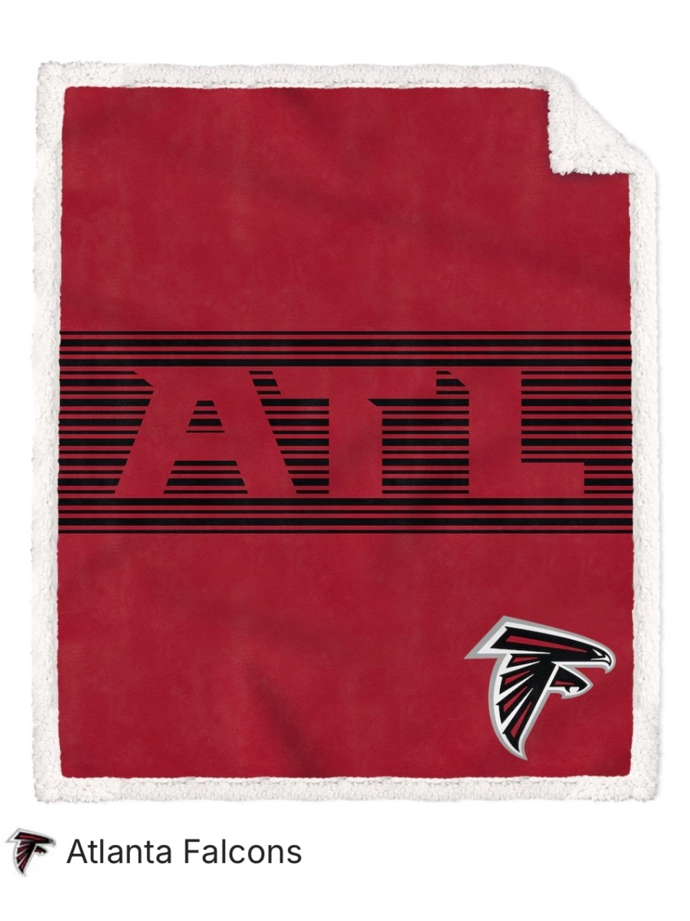 Atlanta Falcoms 50 x 60 Center Stripe Sherpa Trim Blanket